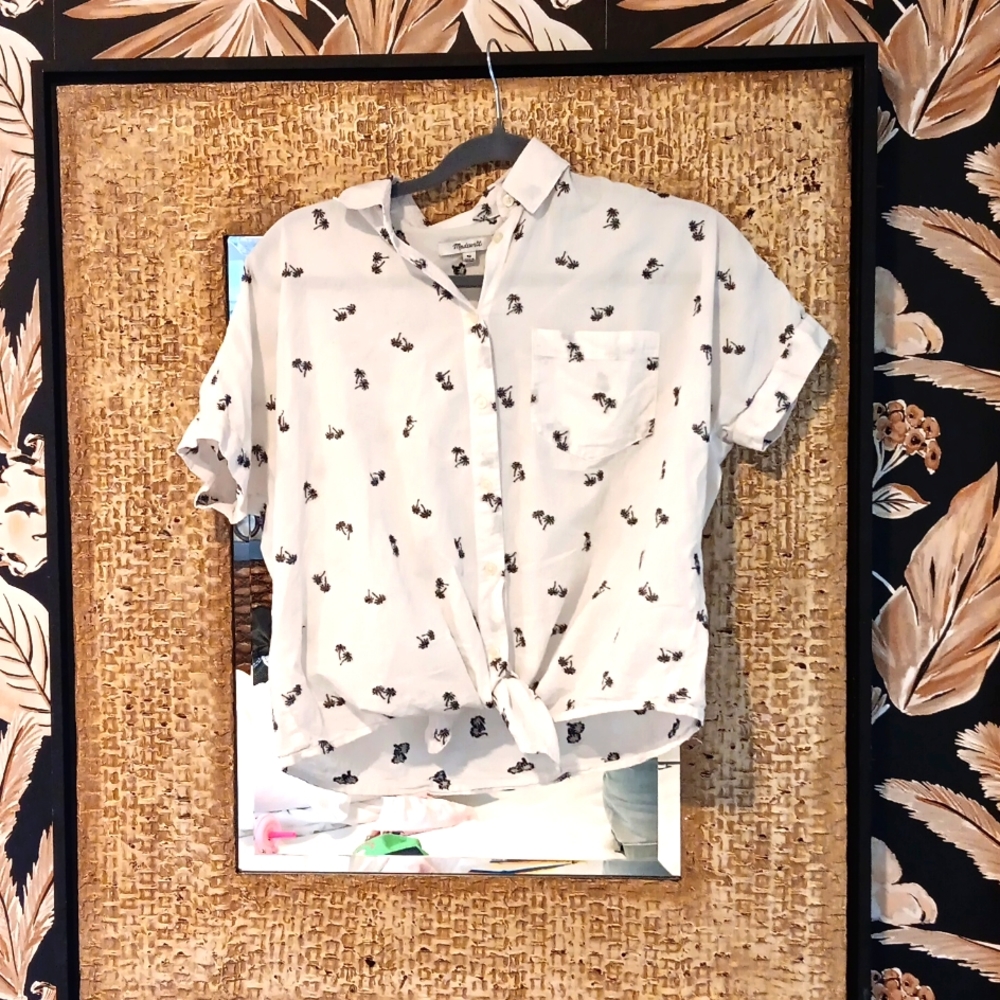 Madewell Tie Front Palm Tree Shirt